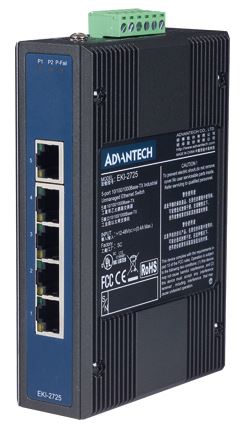 The EKI-2725 supports Gigabit Ethernet. The power is a +12V ~ 48VDC redundant input design, and is secured with a double protection mechanism: Power Polarity Reverse Protect and an Overload Current Resetable Fuse. The EKI-2725 tolerates reverse power wiring while the later secures the system from overload currents. As the power supply turns normal, EKI-2725 will automatically get back to normal operation state.