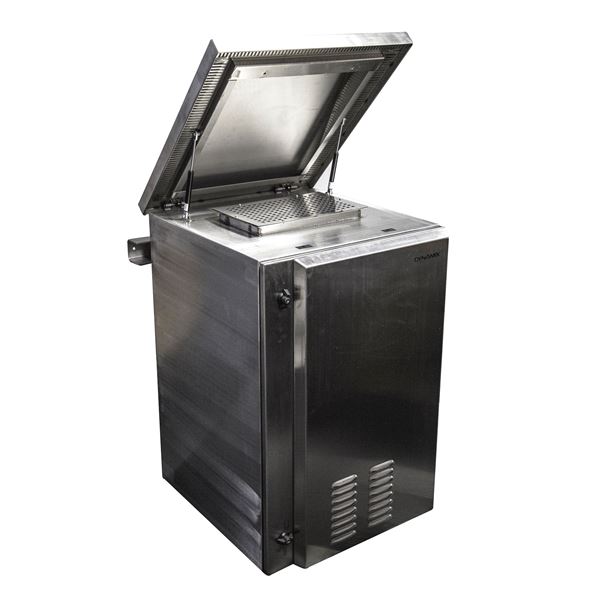 DYNAMIX 18RU Stainless Vented Outdoor Wall Mount Cabinet (611x625 x915mm). SUS316 Stainless Steel Construction. IP45 rated. Supplied with dual extractor fans & input/output air filters.