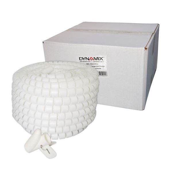 DYNAMIX 20mx25mm Easy Wrap - Cable Management Solution, Bulk Packed, Colour White, Includes Tool.