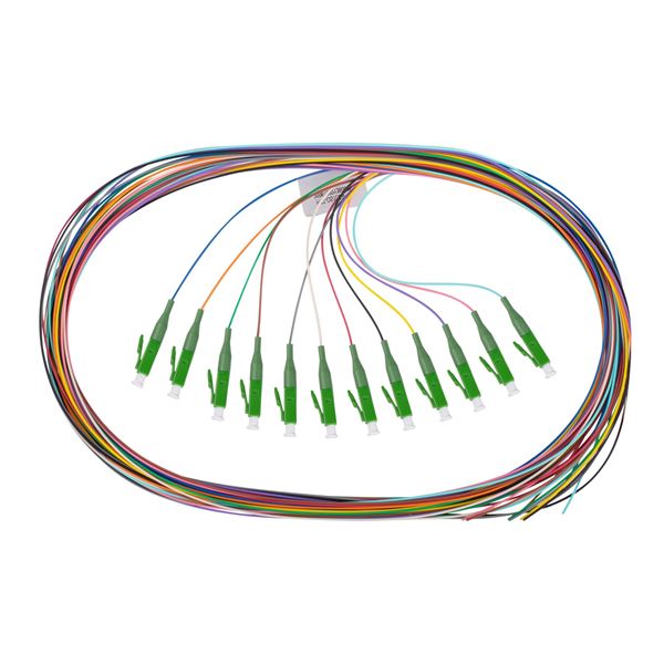 DYNAMIX 2M LC APC Pigtail G657A1 12 Pk Colour Coded, 900um Single-mode Fibre Tight Buffer LSZH Jacket