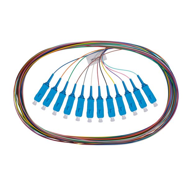 DYNAMIX 2M SC Pigtail G657A1 12 Pk Colour Coded, 900um Single-mode Fibre, Tight Buffer LSZH Jacket