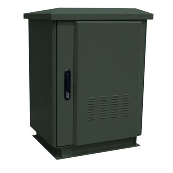 DYNAMIX 18RU Outdoor Freestanding Cabinet. (800x600x975mm) IP45 Rated, Angled Pivoting Rain Hood, Double 25mm Heating Protection, Includes 10x Cage Nuts, Weight 160.4 Kgs. Forest Green