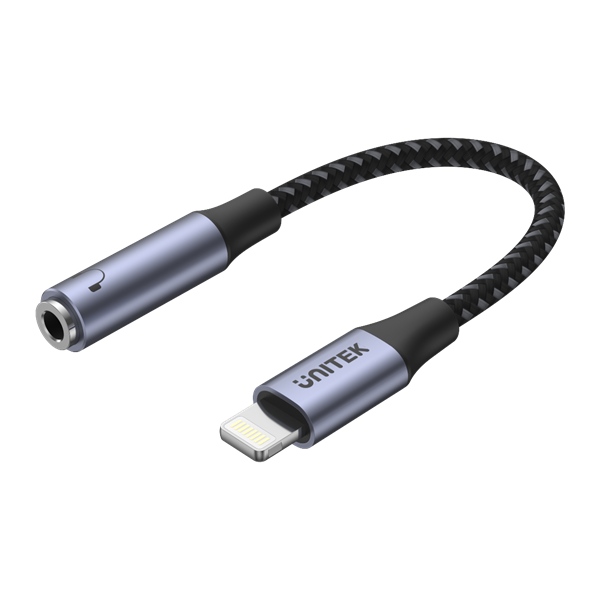 UNITEK Lightning to 3.5mm Headphone Jack Adapter. Support Hi-Fi Audio, Compatible with OMTP & CTIA Jack. Space Grey