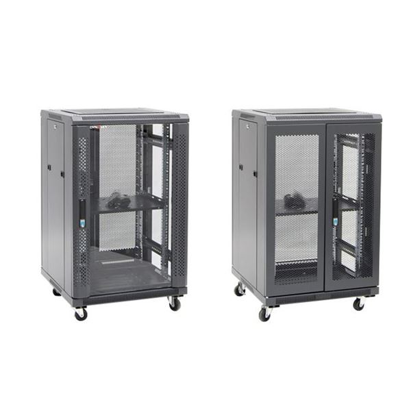 DYNAMIX 18RU Server Cabinet 700mm Deep (600 x 700 x 1008mm). Incl. 1x Fixed Shelf, 4x Fans, 25x Cage Nuts, 4x Castors & 4x Level Feet. static load. Glass front door, mesh APRIL PROMO - Includes FREE Earbuds