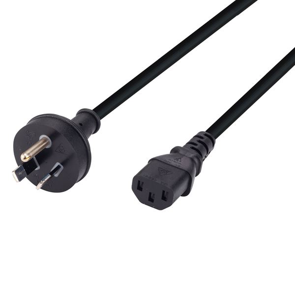 DYNAMIX 3m 3-Pin Plug to IEC Female  Plug with rounded Earth Pin. 10A. SAA Approved Power Cord. BLACK Colour.