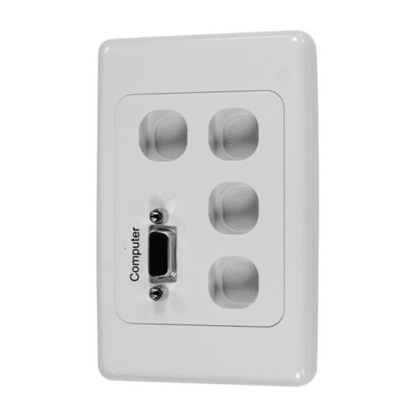 AMDEX Single VGA Face Plate, with 4x AMDEX Ports & 4x Blank Fillers