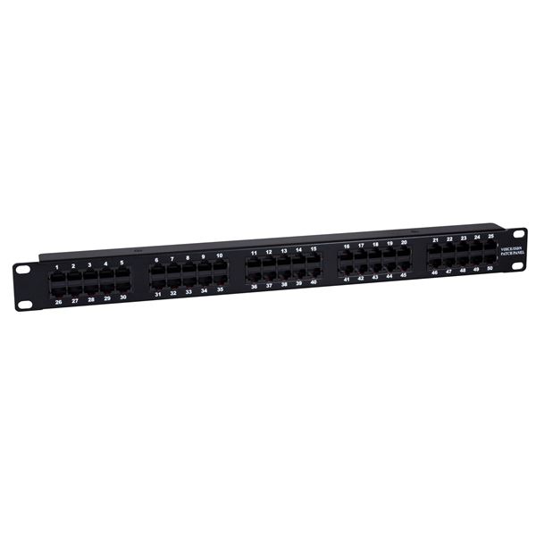 DYNAMIX 50 Port 19'' Voice Rated Patch Panel Unshielded. Cat3 Rated, Active pins 4, 5 & 3, 7