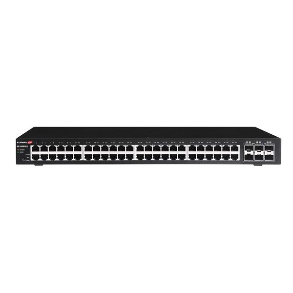 EDIMAX 54 Port Gigabit Web Smart Switch with 6x SFP+ 10G Ports 48x Ethernet Ports + 6 SFP+ 10G Uplink Ports. 216 Gbps Backplane Bandwidth. Alive Check, DHCP