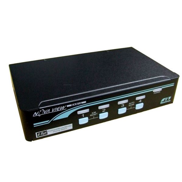 REXTRON 1-4 Automatic DVI USB KVM Switch. Share 1x USB Keyboard, Mouse & DVI-D Video with 4x CPUs. Colour Black.