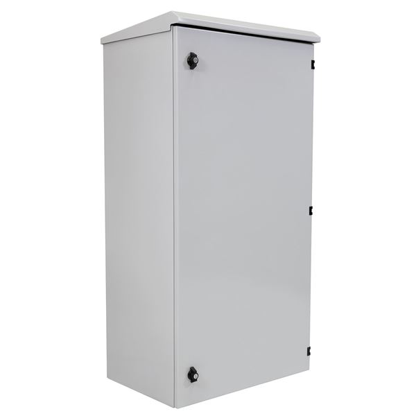 DYNAMIX 24RU Outdoor Wall Mount Cabinet 611x625x1190mm (WxDxH). IP65 Rated with Lockable Front Door No Fans or Filters. Wall Mount Included. Made from Rolled Steel. Grey Colour.