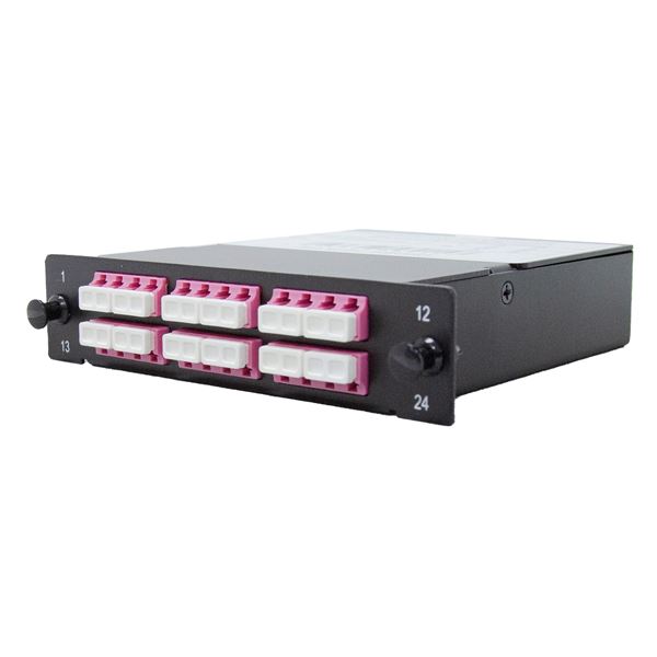 DYNAMIX MPO OM4 6 Port LC Quad Multimode 24 Fibre Cassette. Dual Polarity A/C. Made with ELITE Low Loss Connectors.