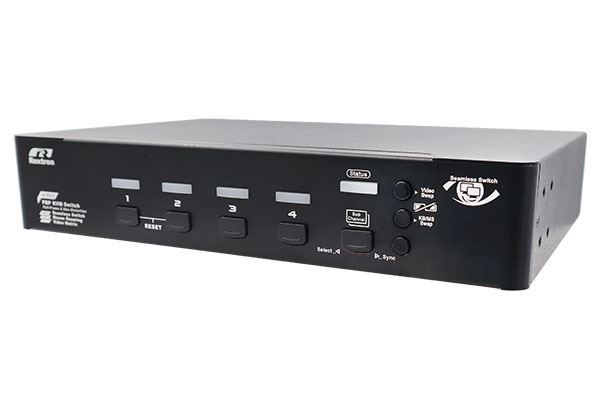 REXTRON 4-Port Seamless True 4K KVM Switch with Video Matrix, PbP Mode, MbM Mode, USB 3.2, Serieal & Hotkey Controls.