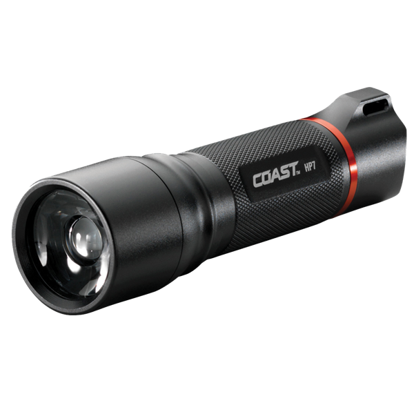 ##COAST LED High-Power Torch with Slide Focus. 650 Lumens. IP54 Water & Dust Resistant, 200m Beam, Durable Impact Resistant, Rear Switch, 4x AAA Batteries Included. MAY PROMOTION