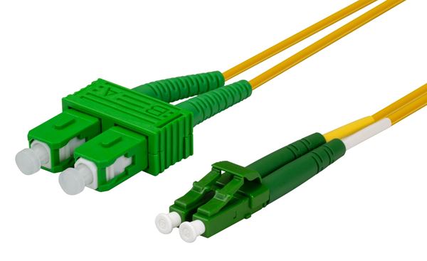 DYNAMIX 5M 9u LC APC/SC APC Duplex Single Mode G657A1 Bend Insensitive Fibre Lead. Yellow LSZH Jacket