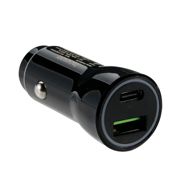 JACKSON 5.4A Dual Port In-Car Phone Charger with 1x USB-A & 1x USB-C Ports. Fast Charge 2  Devices Simultaneously. Compact Design. Black Colour.