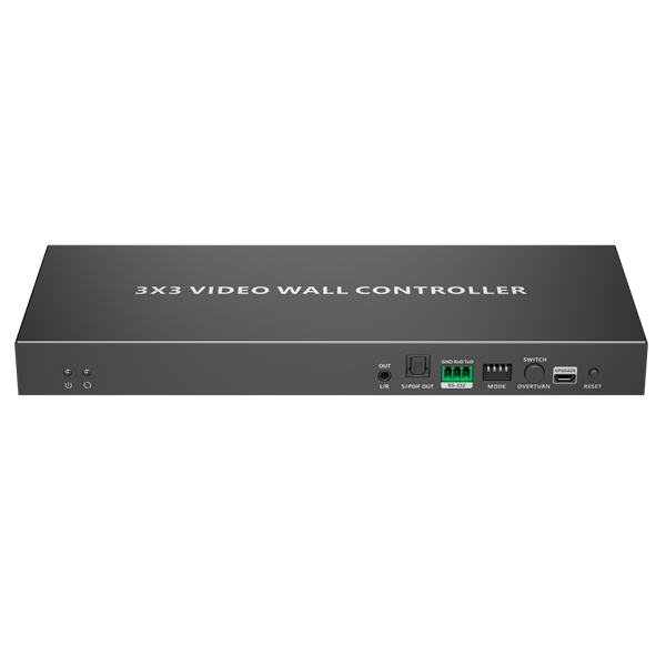 LENKENG 3x3 HDMI Videowall Controller with 1x HDMI In & 9x HDMI Out. Up to 4096x2160@60Hz Res Input, Supports 1080P Output. RS-232 Control, 3.5mm L/R Channel and S/PDIF Audio Out, Plug & Play