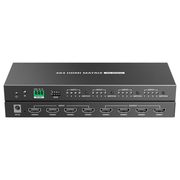 LENKENG 4K 4-In-4-out HDMI 2.0 Matrix Switch. IR remote Control. 3 Pin RS232 control. Plug & Play Max Res: 4K@60Hz (4096x2160) Includes Remote Control.