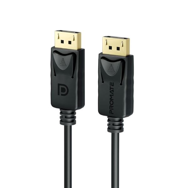 PROMATE 2m 1.4 DisplayPort Cable. Supports HD up to 8K@60Hz. Supports 32.4Gbps Data Transfer Speeds. Built-in Secure Clip Lock. Supports Dynamic HDR & 3D Video. Black Colour.