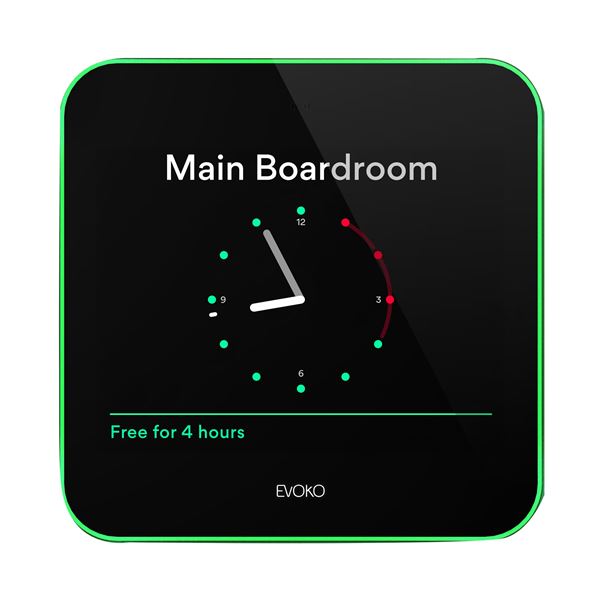 EVOKO LISO Room Manager with 8" Capacitive Multi-Touch LCD Screen. 1Gb LAN Port, 802.11n WiFi. RFID/ NFC. Calendar Services Support for MS Office 365, Exchange 2016, 2013, 2010, Google Apps for Work. PoE.