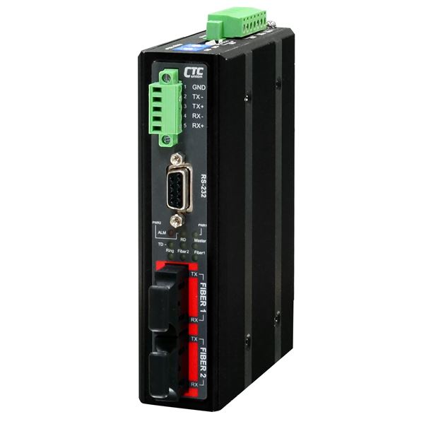 CTC UNION Serial To Fibre Daisy Chain Media Converter. 2km. Serial RS485/422/232 to SC/ST fibre 2km. TX1310nm/RX1550nm. -10C ~60C. Power consumption 12V/11W. Dinmount kit included.