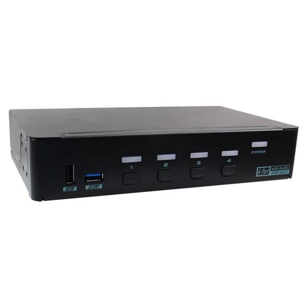 REXTRON 4 Port USB-A KVM Switch with Audio & Hotkey Control. 4 Computers Share Up to 4x USB HID Peripherals. Supports VGA, DVI, HDMI, DP. Supports Max Video Res 2560x1600@60hz (4:4:4)