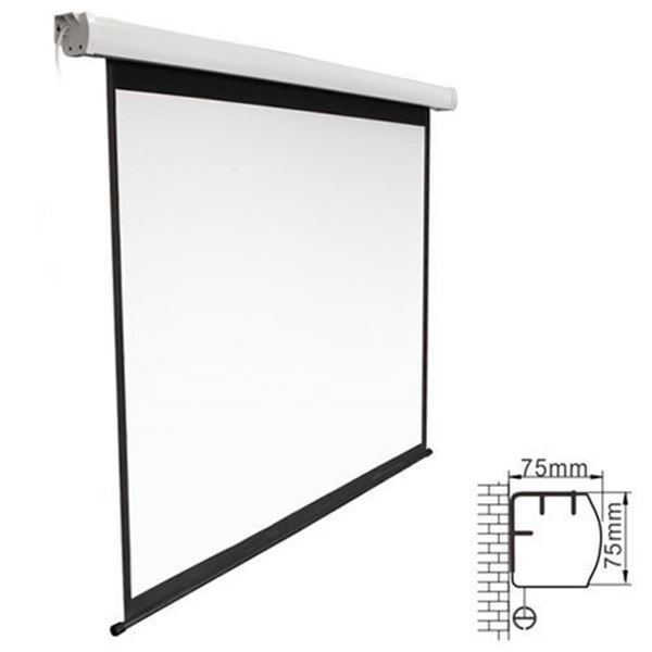 BRATECK 135'' Electric Projector Screen with Remote, Fiberglass Matte White Fabric. 16:9 aspect Ratio. 3m x1.68m (WxH). Wall or Ceiling mounted.