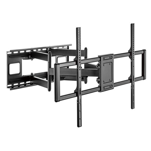 BRATECK 60-120" Heavy-Duty Full Motion TV Wall Mount Bracket. Free-Tilting Design, Built-in Cable Management, Quick-Release Latch, Supports up to 120Kgs, Max VESA 900x600, Includes Bubble Level.