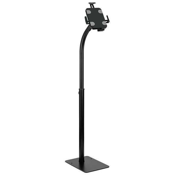 BRATECK Universal Anti-Theft Open Frame Floor Stand 7.9-11” Tablets Built-In Height Adjust up to 1190mm Includes Security Screw to Prevent Theft. 360 Rotation. Includes Silicone & EVA Pads. Black