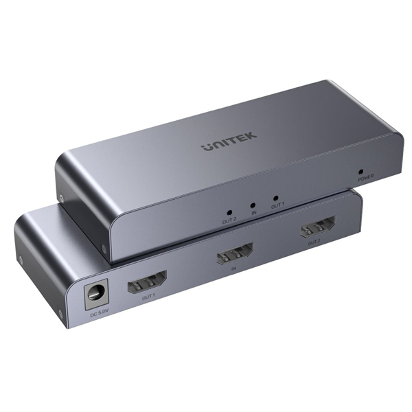 UNITEK 1-In-2-Out 4K HDMI 1.4 Splitter. Supports up to 4K@30Hz (UHD) Resolution (3840 x 2160) & Compatible for 480p, 720p, 1080i, 1080p. Power Adaptor Included.