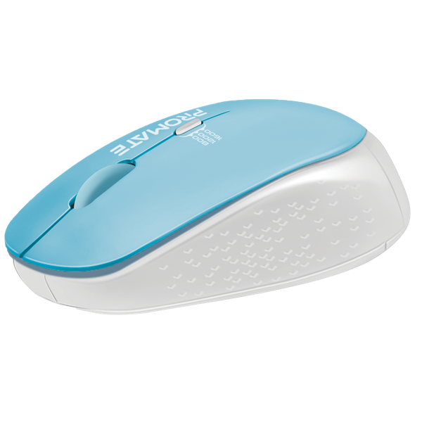 PROMATE Ergonomic Wireless Mouse 800/1200/1600 Dpi. 10m Working Range. Included Nano Receiver. Easy Plug and Play Installation. Compatible with Windows and Mac. Blue