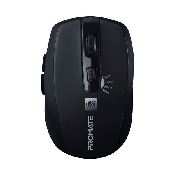 PROMATE Wireless Mouse with Smooth Scrolling. Sensor Resolution 800/1000/1200/1600DPI. Wireless range 6-10m. Compatible with Windows and Mac. Black.