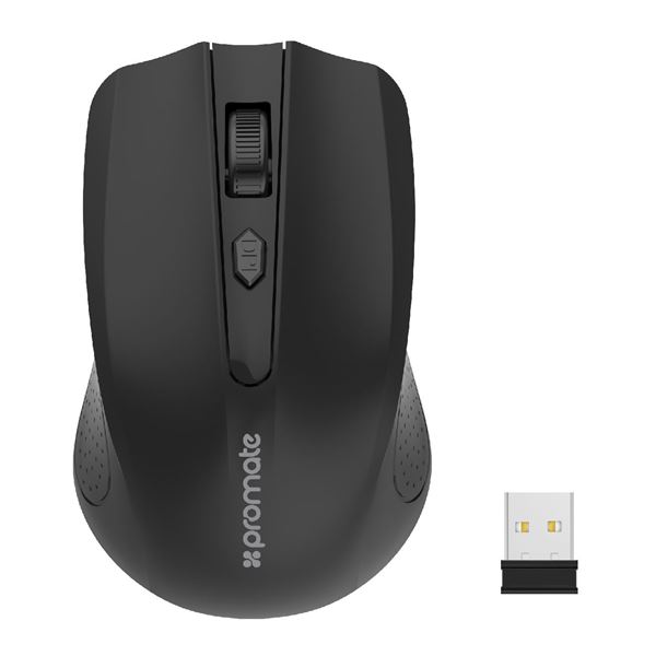 PROMATE Ergonomic Wireless Mouse 2.4GHz wireless technology Works with a range of up to 10m Auto sleep function, plug and play Low power consumption Colour Black