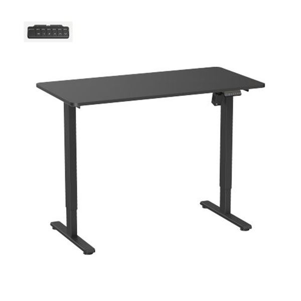 BRATECK Eco Ergonomic Office Electric Sit-Stand Desk with Single Motor. Desktop Included, Width 1200 x600mm, Height Range 730-1210mm, Weight Cap 40Kgs, 3 memory Settings Collision Sensor, Black.