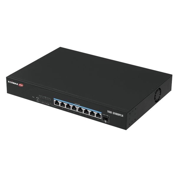 EDIMAX 8 Port 2.5GbE PoE++ Web Smart Switch with 1x 10GbE SFP+ Port. Supports up to 90W per Port (Total Power Budget: 240W). Long Range up to 200m at 10Mbps. Rack Mount Kit Included.