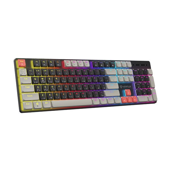 VERTUX High-Performance Mechanical Gaming Keyboard with Low Profile Keys. 17 RGB Backlight Options, 26 Anti-Ghosting Keys, Detachable 1.5m USB-C Cable.