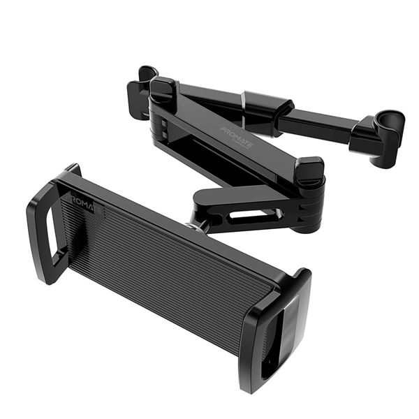 PROMATE Car Seat Phone Mount Holder for 4" to 11" Devices. Multi Angle Rotation, Multi Positoning Arm. Includes Headrest Clamp & Silicone Pads.