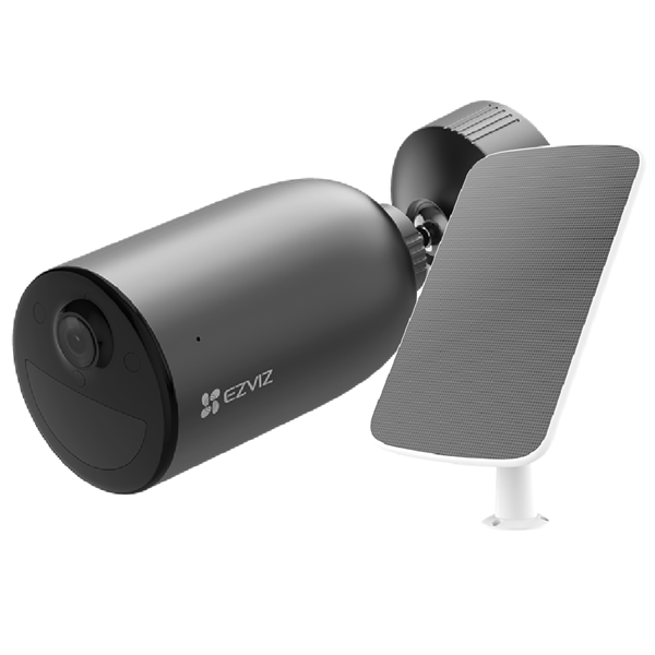 EZVIZ 2MP (2K) WiFi Outdoor Single Security Camera with Solar Panel Bundle. 5200mAh Battery, Colour Night Vision, Two-Way Talk, H.265, IP65, Supports Micro SD Card - Up to 256G. Micro USB Input.