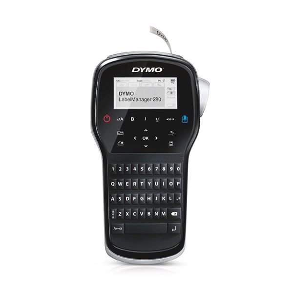 DYMO LabelManager 280P Portable Label Maker with QWERTY Keyboard. Quick and easy typing on the go. Long lasting rechargeable battery. One-touch smart keys. PC/MAC Compatible. Prints on 6, 9 and 12mm