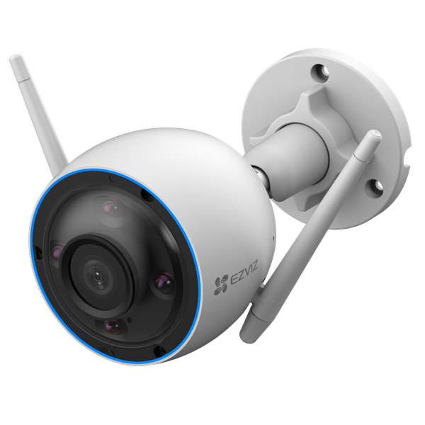 EZVIZ H3 2K Outdoor WiFi Smart Home Camera with Colour Night Vision. 2.8mm Lens, 1/2.7" Progressive Scan CMOS Smart H.264/H.265, 3D DNR, Digital WDR, Max 30fps, Micro SD card slot (Max. 512GB).