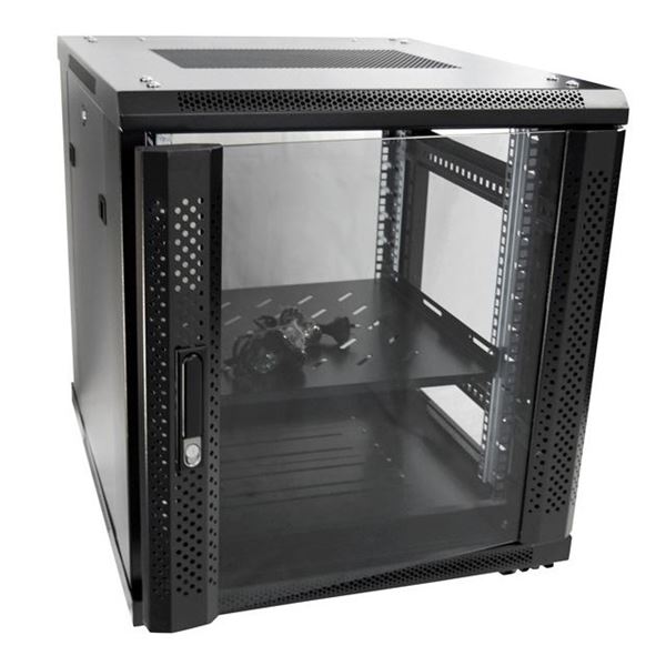 DYNAMIX 12RU Server Cabinet 700mm deep (600 x 700 x 743mm). Incl. 1x Fixed Shelf, 4x Fans, 25x Cage Nuts, 4x Castors & 4x Level Feet. static load. Glass front door, mesh APRIL PROMO - Includes FREE Earbuds