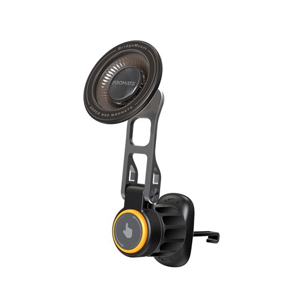 PROMATE MagGrip 360 Rotatable Smartphone Holder with AC Vent Mount. Secure Anti-Slip Mount, For AC Vents, Metal Ring Included, Quick Magnetic Alignment. Black
