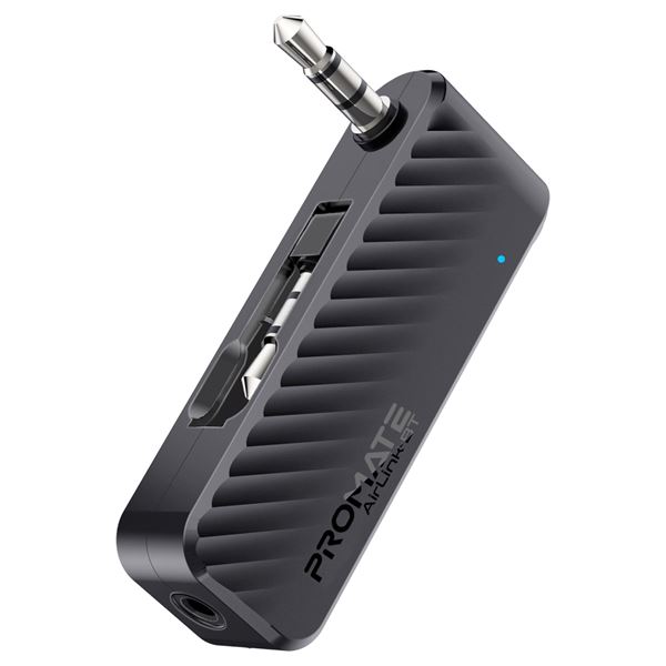 PROMATE In-Flight AUX to Bluetooth Wireless Audio Transmitter Adapter 7m Transmission Range, 10 Hours Play Time, Plug & play, 200mAh Built-in Battery, 80cm Charging Cable.