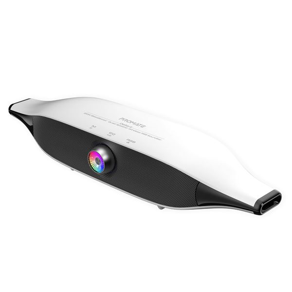 PROMATE 20W BassBoost Quad Speaker Wireless Bluetooth RGB Soundbar. 12 RGB Modes, Up to 30 Hours Playback, Touch Controls, Built-in Equalizer, Aux Port, USB Port, 6400mAh Battery, 20m Distance.