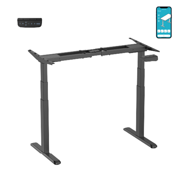 BRATECK Pro Smart Dual-Motor Sit Stand Desk with Intelligent APP Control. Programmable Height Range, Collision Avoidance System, Sit/Stand Time Reminder, Dims 1000-1700x600x620-1280mm. Black