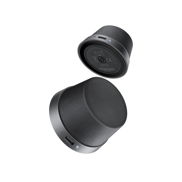 PROMATE 3W Mini Bluetooth Speaker with Magsafe Compatible Base. Supports Music & Calls, High Definition Sound, 12 Hours Playing TIme, TWS Compatibility, Metal Ring Included, Ultra Compact. Black