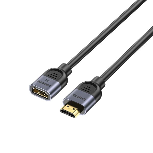 UNITEK 3m 8K HDMI Extension Cable Supports 8K@60Hz/4K@120Hz HDR Built to Last Durable Gold-plated Connectors, Plug & Play, Aluminium Space Grey Housing with Black PVC Cable.
