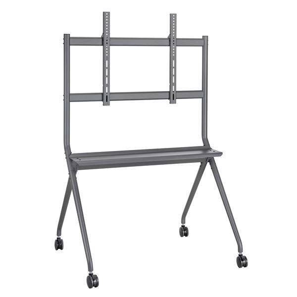 BRATECK 50-86" Heavy-Duty Studio TV Cart/Trolley. Supports up to 120Kgs Includes Large 75mm Caster Wheels, Equipment Shelf, Adjustable Double Hook Mounting, Height Adjustable, Gunmetal Grey