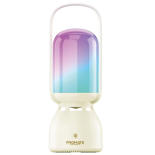 PROMATE 2-in-1 Portable Camping LED Multifunctional Speaker & Light. 2400mAh Built-in Battery, 5W Bluetooth Speaker, 100lm LED Brightness, 7hrs Playback, 10 LED Light Modes, In-Built Hanging Hook.