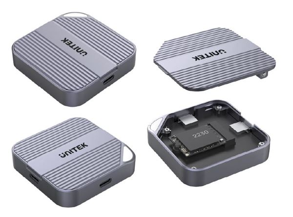 UNITEK MagSafe Magnetic M.2 2230 NVMe SSD Enclosure for iPhone 16/15 Supports USB-C 10Gbps, Direct Storage of ProRes Video, Pass Though Power Delivery, Tool-Free, Space Grey.