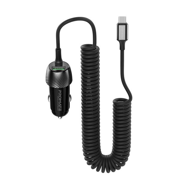 PROMATE 33W Car Charger with USB-C Cable. Output USB-A and USB-C. Qualcomm 3.0 18W Quick Charge. Over Charging and Short Circuit Protection. Compatible with all USB MID-YEAR SALE Up to 20% OFF